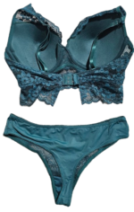 Padded support set, thong panties.